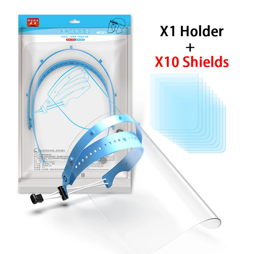 

Face Sheild Mask Protective Full Face Cover Anti Droplet Clear Masks Anti-Fog Dustproof Protection Masks Face Covers 10 Sheilds