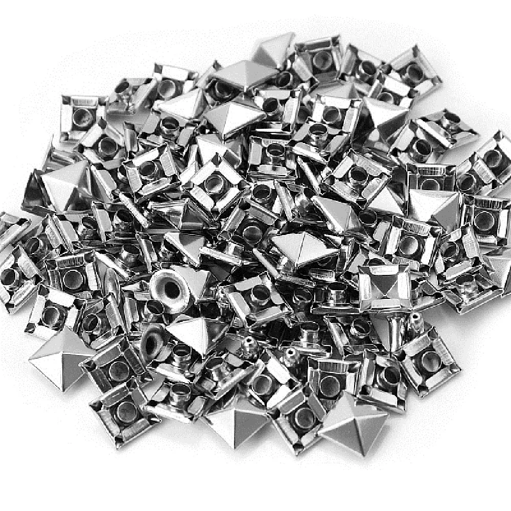 Новинка 100 шт. серебристые заклепки в виде пирамиды стиле рок панк открытые 9*9 мм