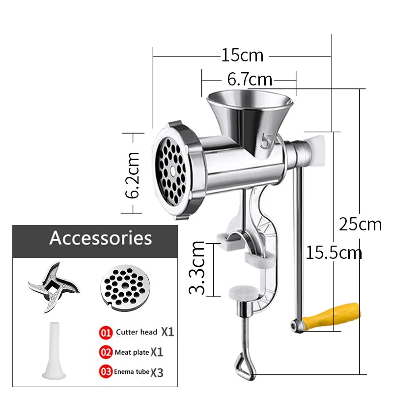 

Manual Meat Grinder Multipurpose Aluminum Alloy Mincer Removable Hand Crank Tool For Home Kitchen Accessories Kche