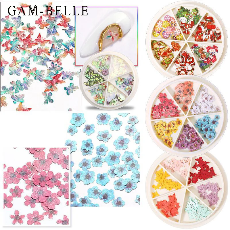 

GAM-BELLE 6 сеток/коробка голографические Блестки для ногтей блестки бабочка Рождество Хэллоуин серии Аврора инструменты для украшения ногтей