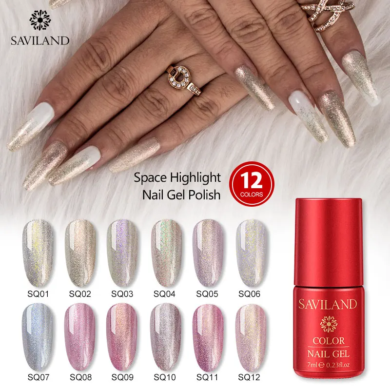 Гель лак для ногтей SAVILAND розовое золото блестящий сверхтонкий Платиновый