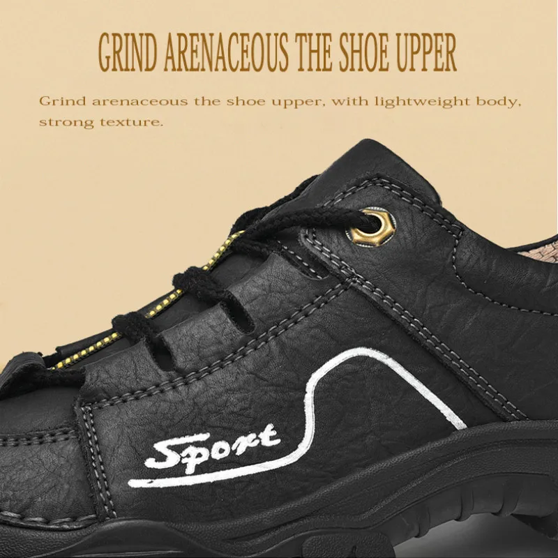 Мужские треккинговые ботинки из натуральной кожи походные удобные кроссовки для