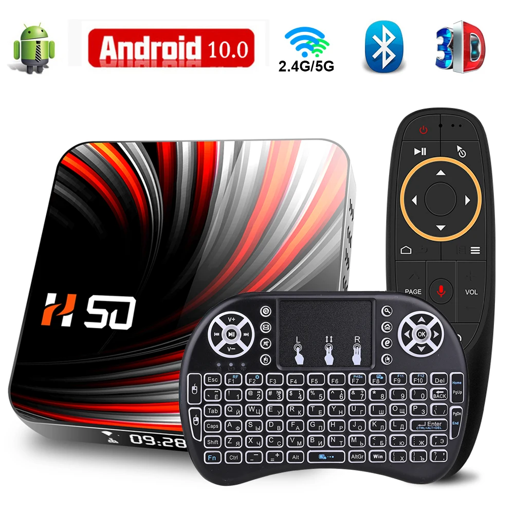 Приставка Смарт ТВ Android 10 4 Гб 32 ГБ 64 4K H.265 медиаплеер 3D видео 2 4G 5 ГГц Wi-Fi Bluetooth |