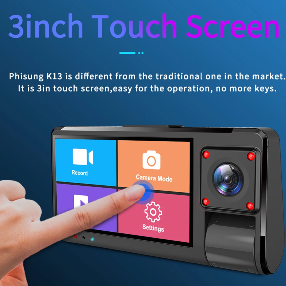 3-дюймовый тире Камера Дисплей Двойной объектив Видеорегистраторы для