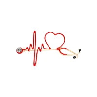 electrocardiogram ecg stethoscope pins brooch lapel badges men women fashion jewelry gifts collar hat charm accessories