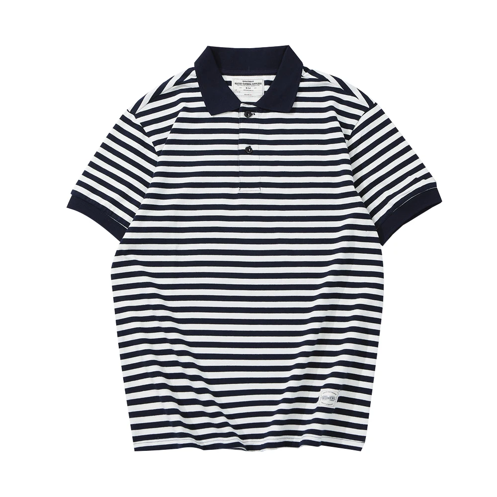 

Horizontal Stripes Short Sleeve T Shirt Mens Summer Hit Color Stitching Lapel T-shirt Casual Loose Half-Sleeve Men