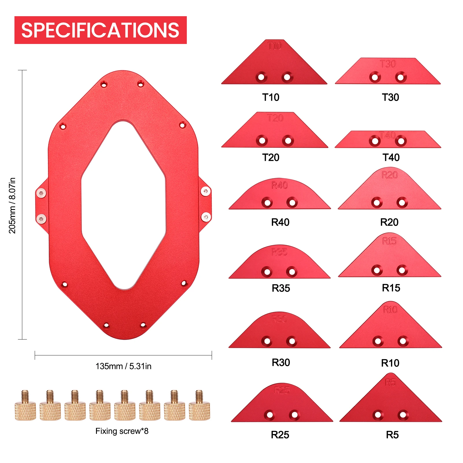 

Woodworking Tools Trimming Machine Fillet Gauge Trimming Machine Bevels Gauge Aluminum Alloy Arc Radius Quick-Jig Router Table