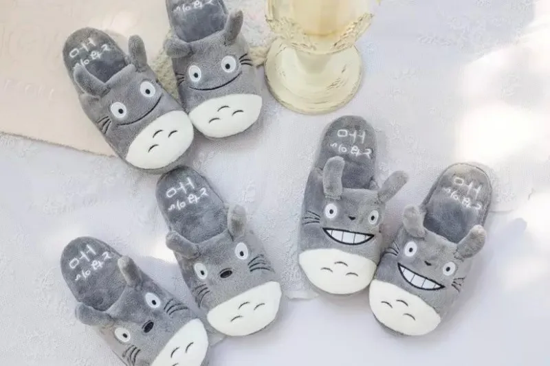 Totoro/женские нескользящие домашние тапочки с милым котиком из мультфильма; домашние тапочки для пар; Мужская обувь для спальни; Новинка года
