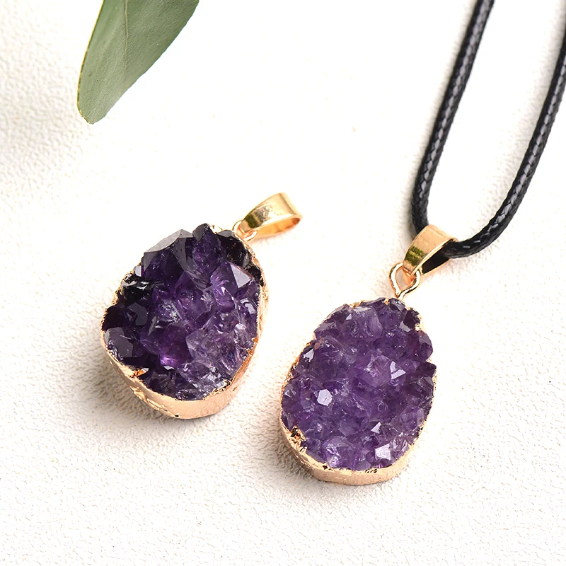 1 шт. ожерелье с подвеской из натурального кристалла Бразильский Аметист