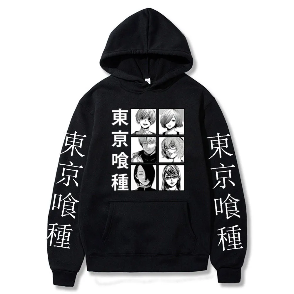 

Japanese Anime Kaneki Ken Hoodie Tokyo Ghoul Fashion Print Essentials Hoodies Unisex Hip Hop Oversized Loose Hoody Men Pullover