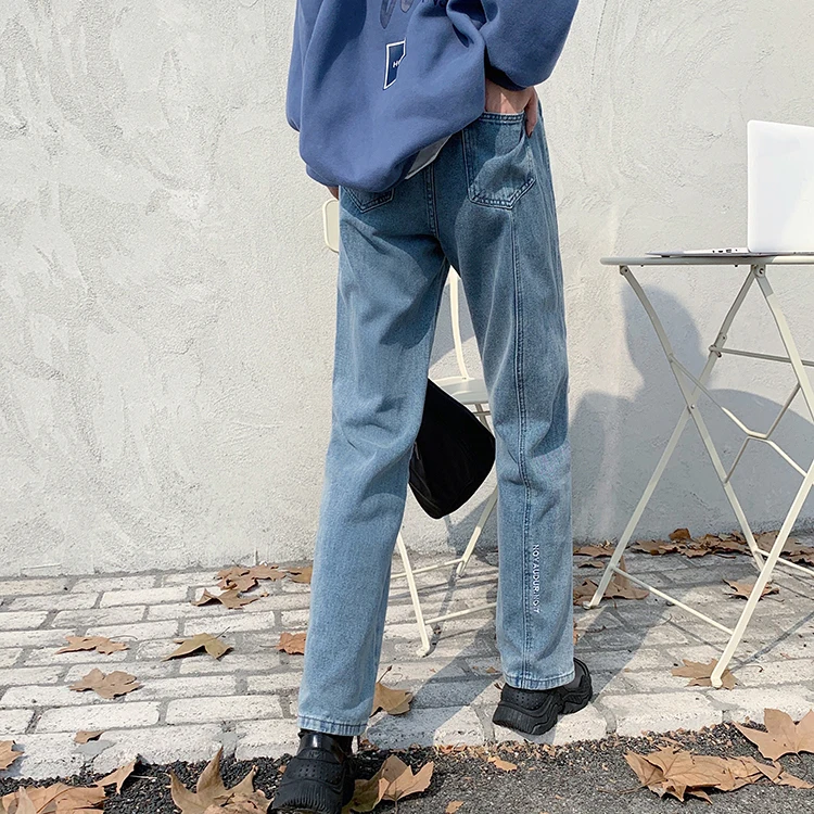 

2021 spring autumn korean style loose women denim Pants Casual letter high waist jeans for women wide leg pants female (F9015)