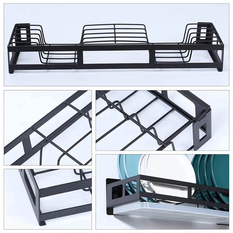 

Hanging Dish Drying Rack Wall Mount with Utensil Holder,Home Kitchen Storage Dish Rack with Drain Board,Durable