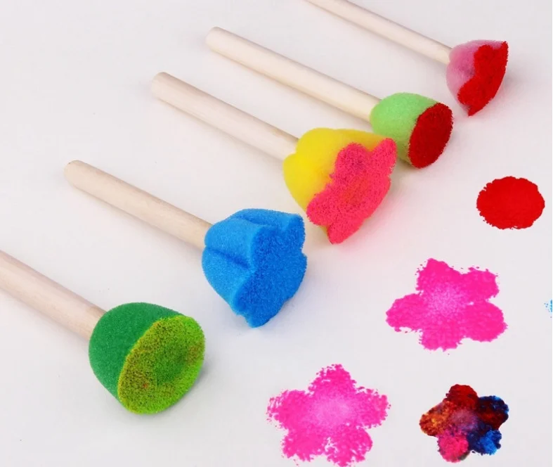 5 шт./компл. DIY Деревянные губки для рисования Кисти детей инструмент канцелярские