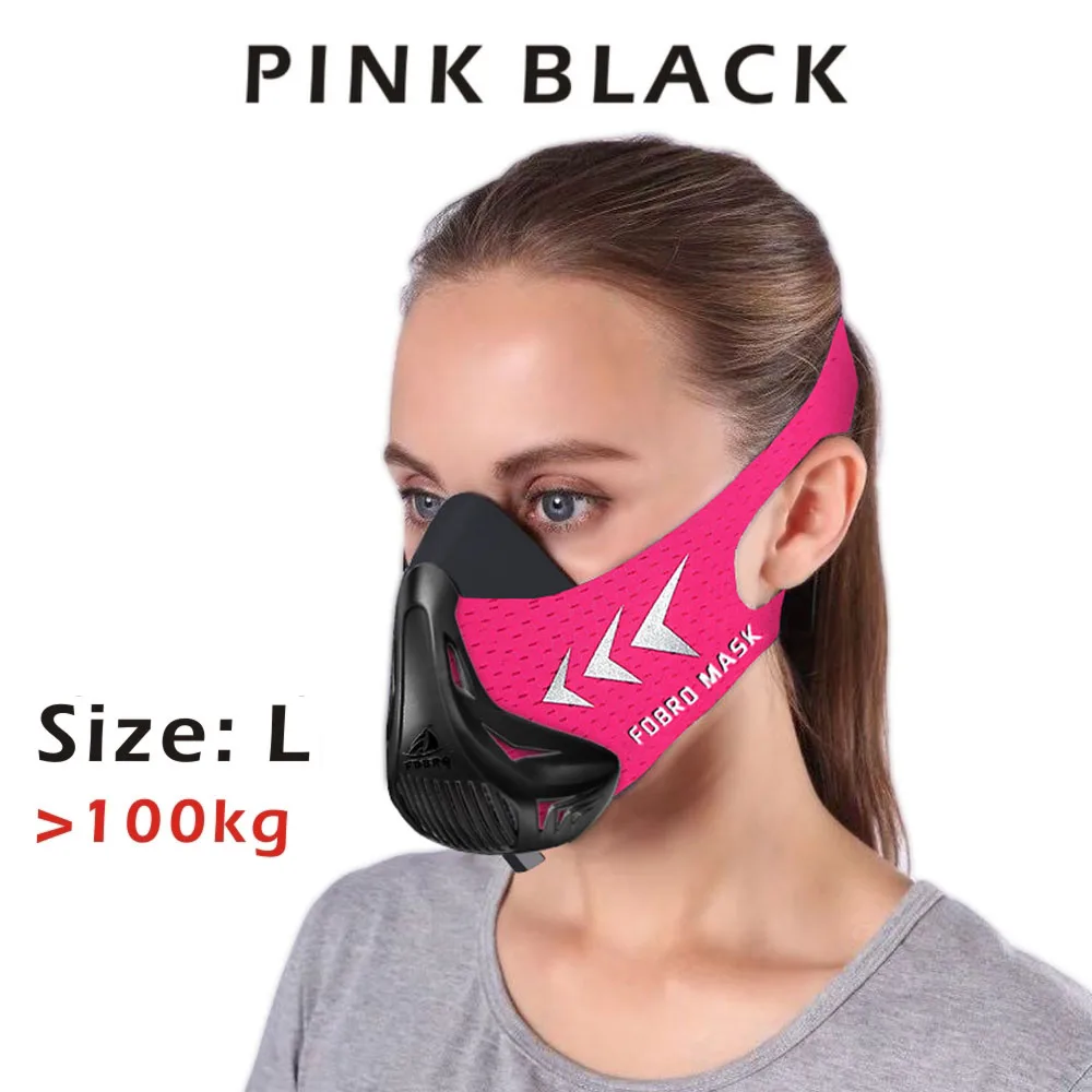 pink black L FDBRO Спортивная маска для бега, тренировочная маска для фитнеса, тренажерного зала, тренировок, велоспорта, высокой высоты, тренировочная маска, 3,0 - Цвет: pink black L