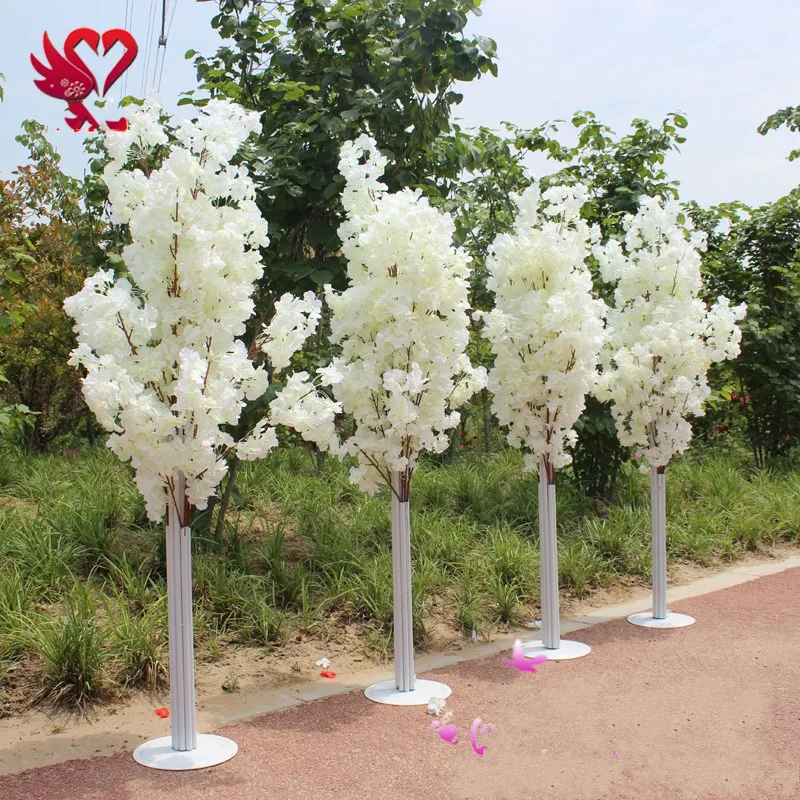 

1. 5feet Height white Artificial Cherry Blossom Tree Roman Column Road Leads For Wedding Mall Opened Props 10pcs/lot