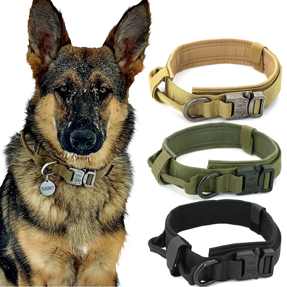 

Dog Collar Adjustable Military Tactical Pets Dog Collars Leash Control Handle Training Pet Cat Dog Collar For Small Large Dogs