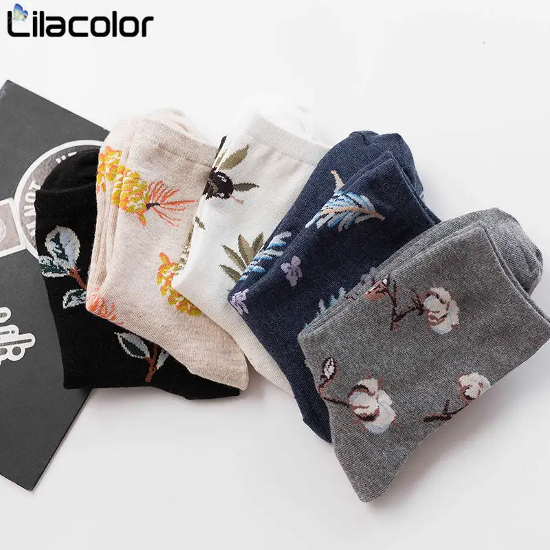 Женские хлопковые носки с мультяшным принтом осенние женские новые модные в
