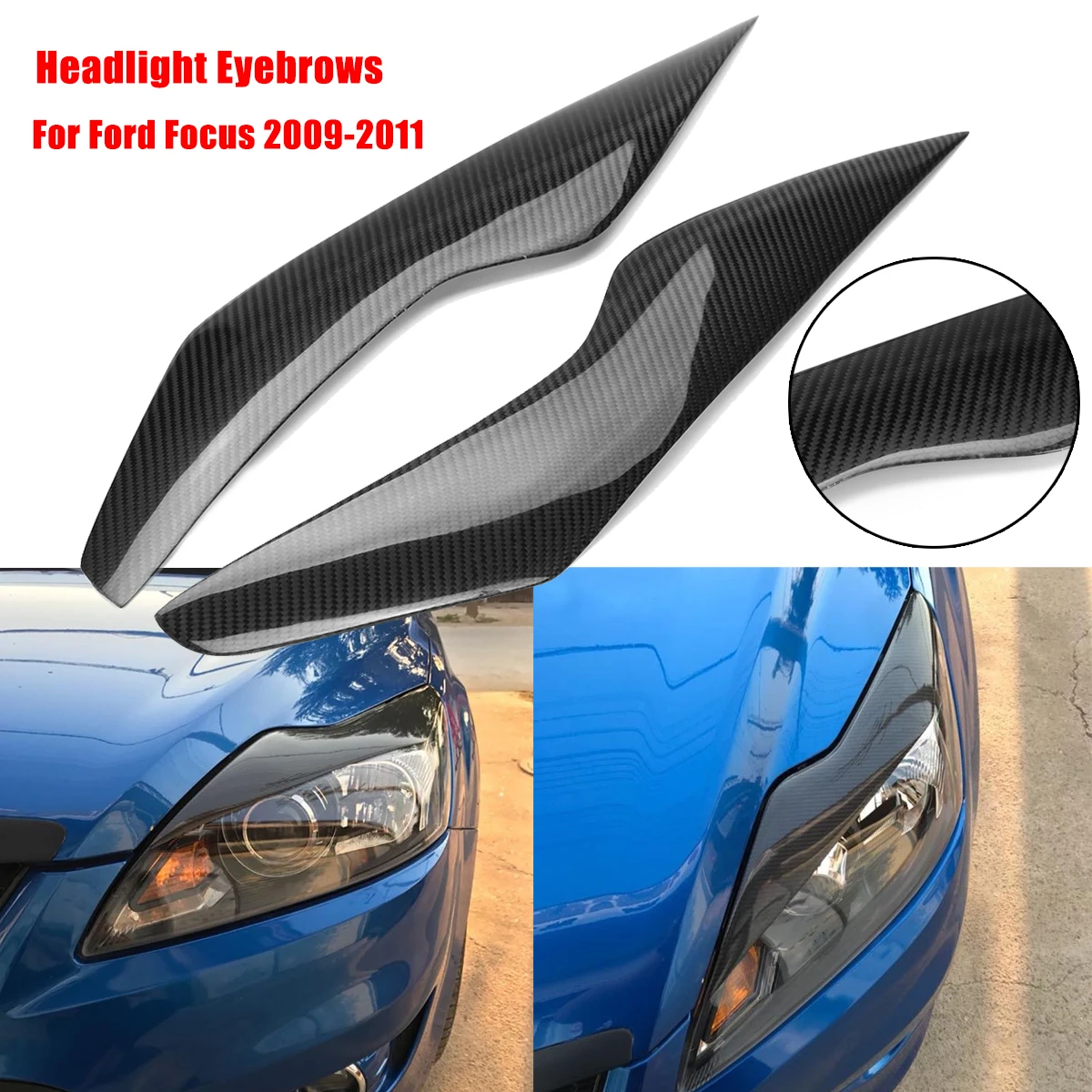 

2 шт., налобный фонарь из углеродного волокна для Ford Focus 2009-2011