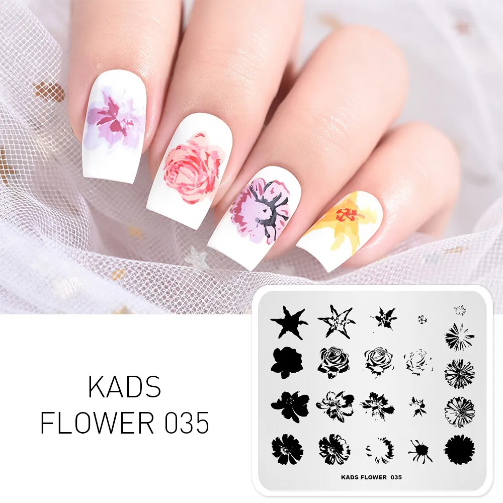 Трафарет KADS 035 для ногтей с изображением цветка трафарет маникюра инструменты
