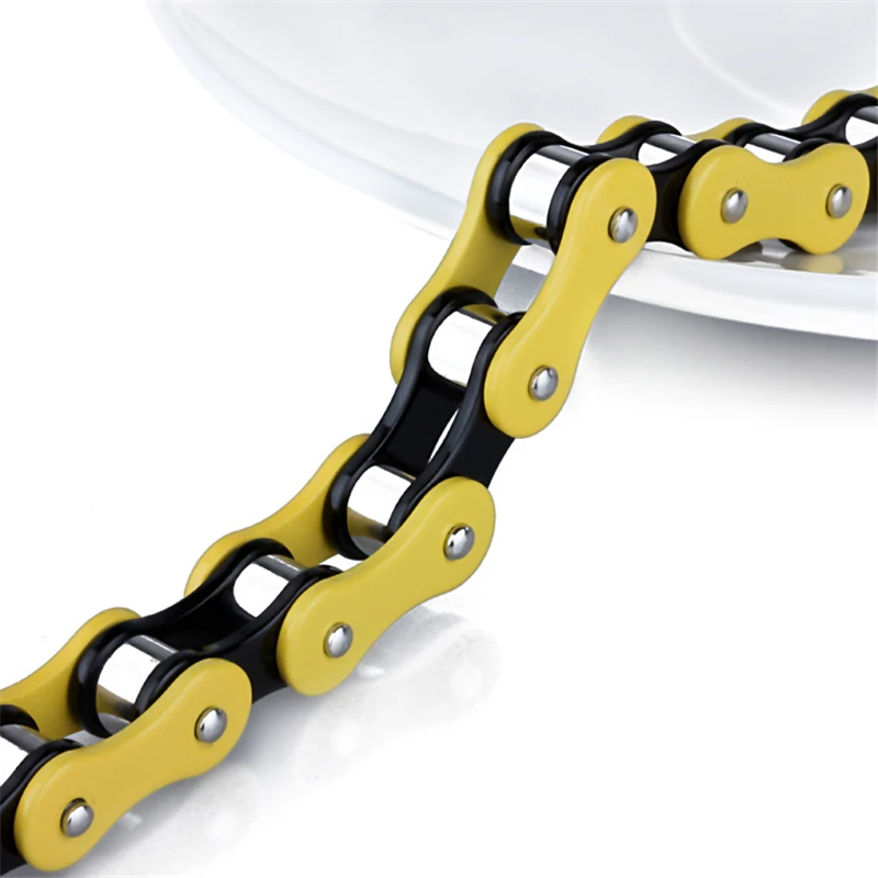 

Wholesale Double Color Stainless Steel Wristband Bangles For Women Men Chrismas Jewelry Gift Fashion 10mm Bicycle Chain Bracelet