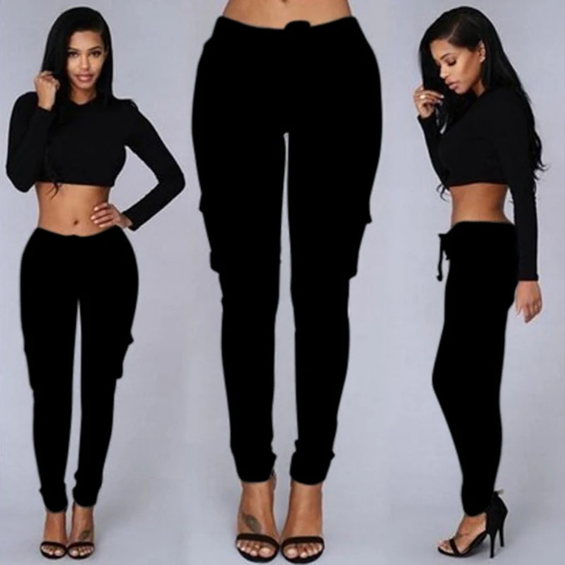 

Spring Women Pants multi-bag drawstring tie casual Pants high waist Pants Fashion Best selling 2022 Solid color