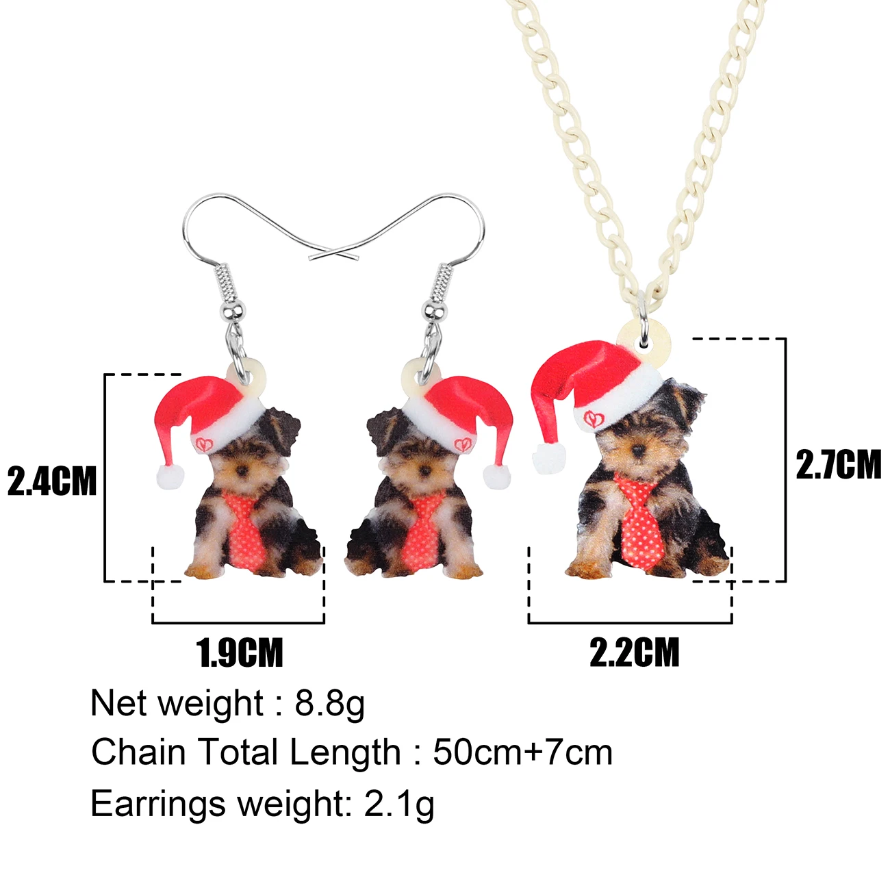 Bonsny Акриловая Рождественская шляпа галстук йоркширская собака ювелирные наборы