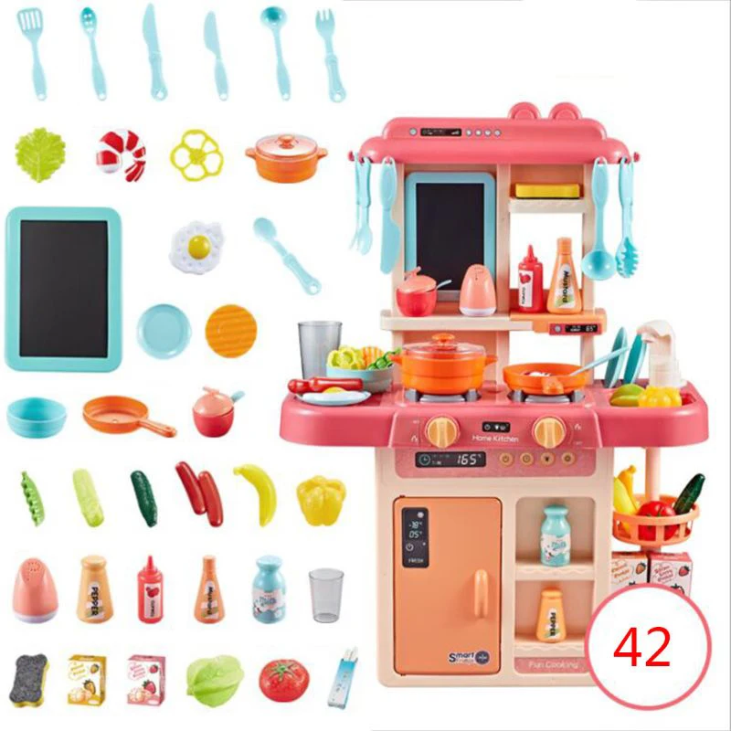 

42Pcs/Set Kid Kitchen Toy Pretend Play Kitchen Cooking Table Set Multifunctional Parent-child Toy Kids Role Pretend Puzzle Play