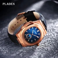 pladen mens watches famous brand business style leather watch luxury waterproof quartz luminous watch for man 2020 best selling