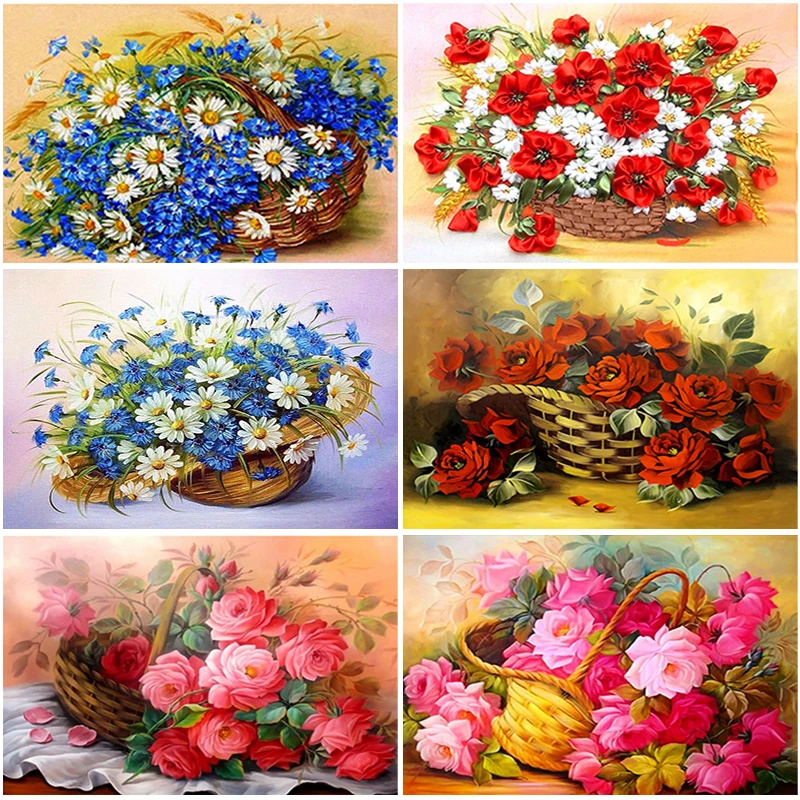 

5D Diamond Painting Full Square &Round Drill Flowers Picture Embroidery Mosaic Landscape Rhinestones Home Art Handwork Gift