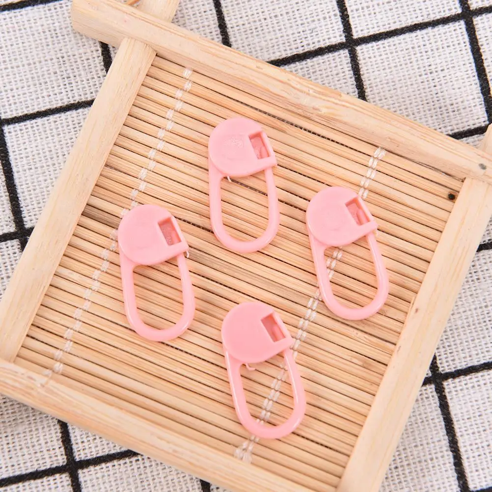 

50ps Plastic Weave Knitting Crochet Locking Stitch Mini Markers Holder Needle Clip DIY Craft Sewing Tool Accessorie Mix Or pink