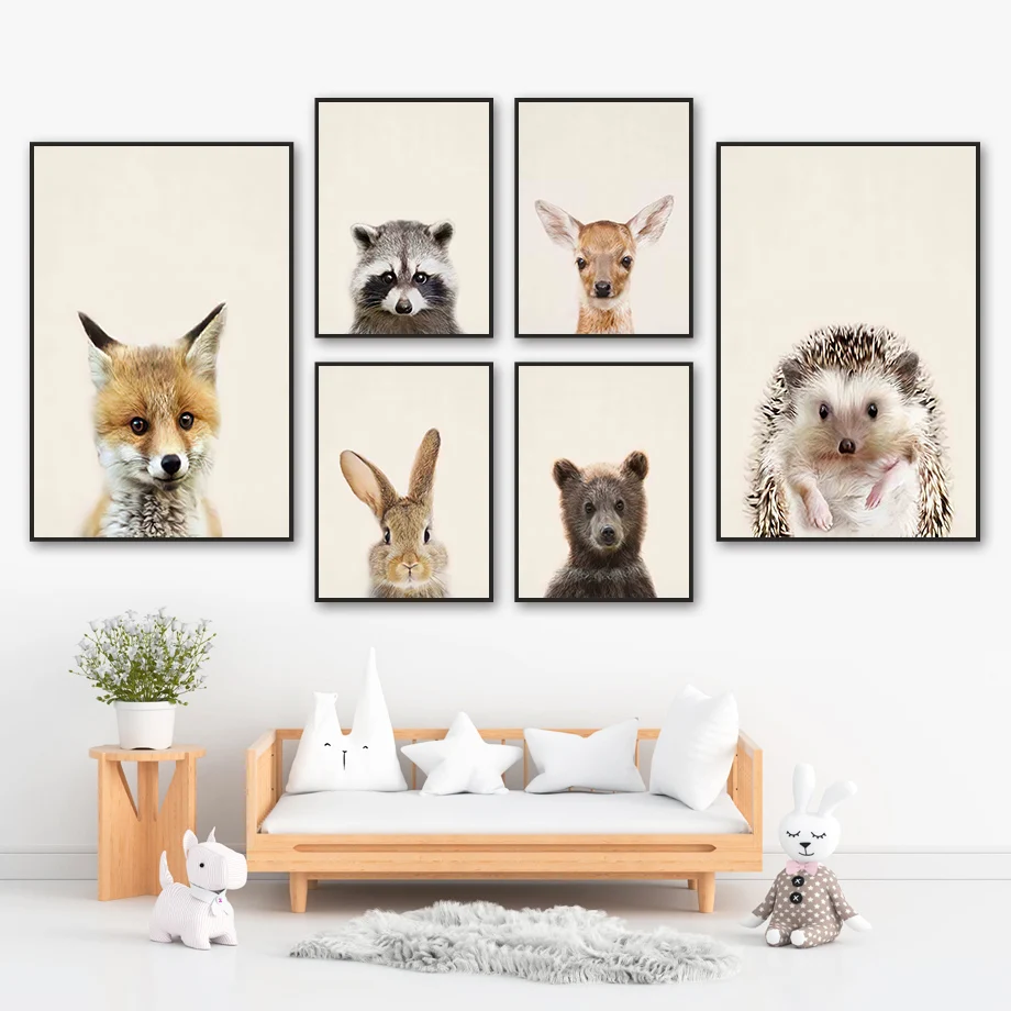 

Rabbit Hedgehog Koala Bear Fox Kangaroo Animal Wall Art Canvas Painting Nordic Posters And Prints Wall Pictures Kids Room Decor