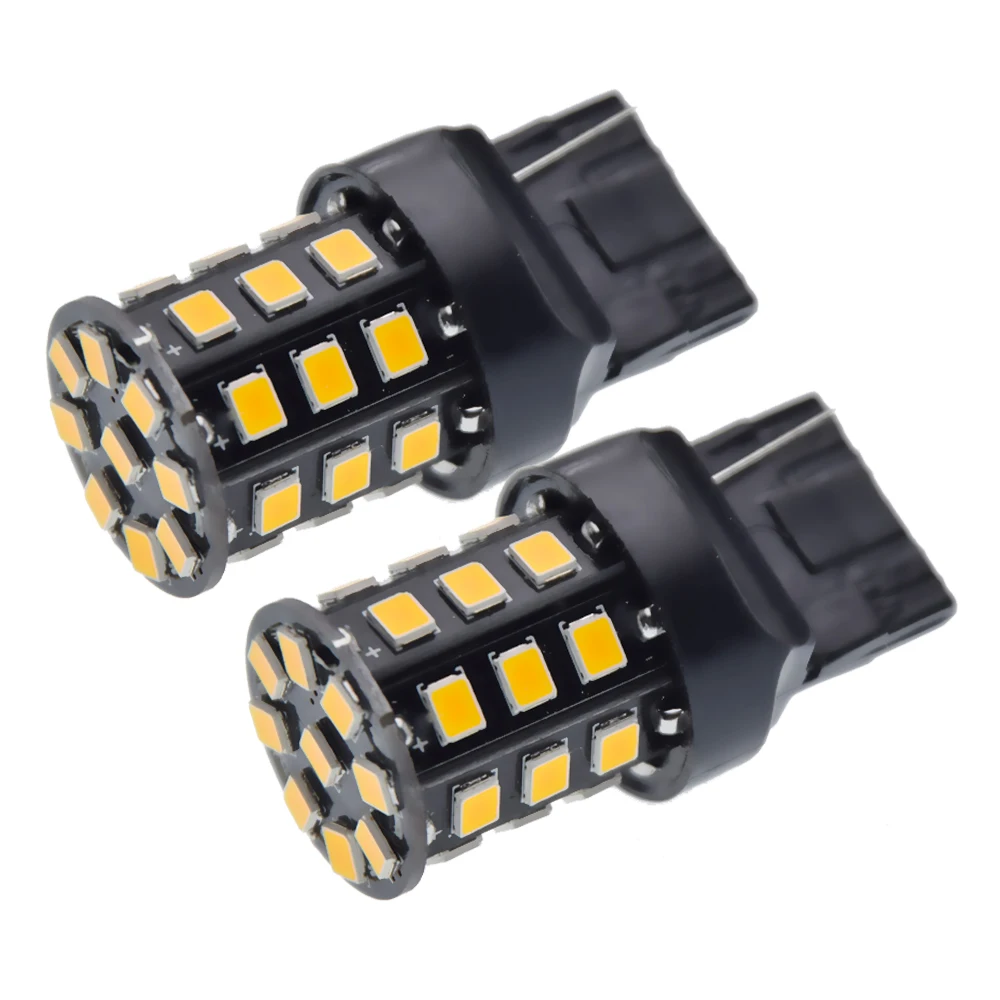 

Пара автомобильных светодиодов T20 7440 W21W 1156 BA15S P21W BAU15S PY21W 2835 33 SMD Янтарно-оранжевый индикатор указателя поворота Лампа 12 В Автомобильная лампа