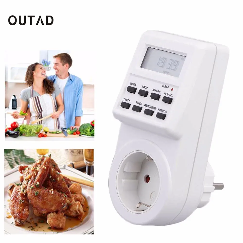 

OUTAD 230 В подключаемый энергосберегающий программируемый таймер розетка с часами летнее время случайная функция ЕС вилка