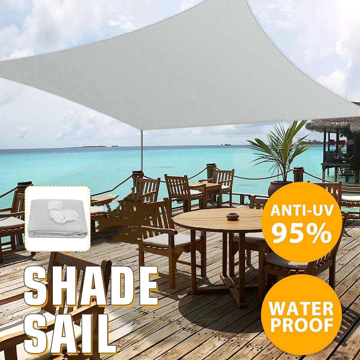 Серая 300D Водонепроницаемая полиэфирная палатка квадратный прямоугольник тень