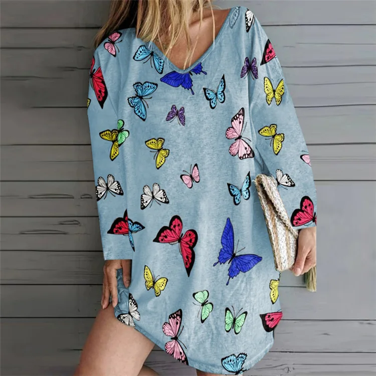 Женская ночная сорочка с V-образным вырезом и длинным рукавом | одежда