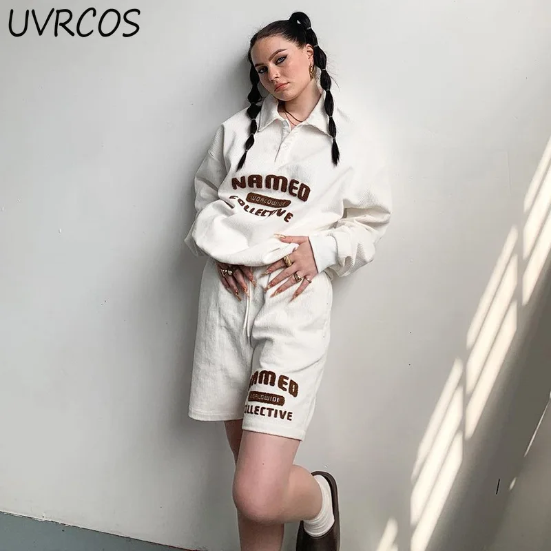 

New Casual Harajuku Autumn New Loose Stretchy Wild Women Fashion Solid Color Printing Personality Trendy Short Sports Wind Pants