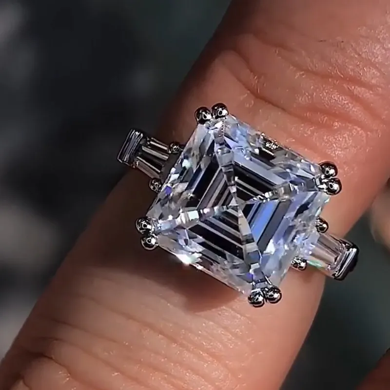 Choucong роскошное кольцо Asscher cut 12 мм AAAAA cz Sona камень 925 пробы серебро обручальное кольцо кольца для женщин ювелирные изделия