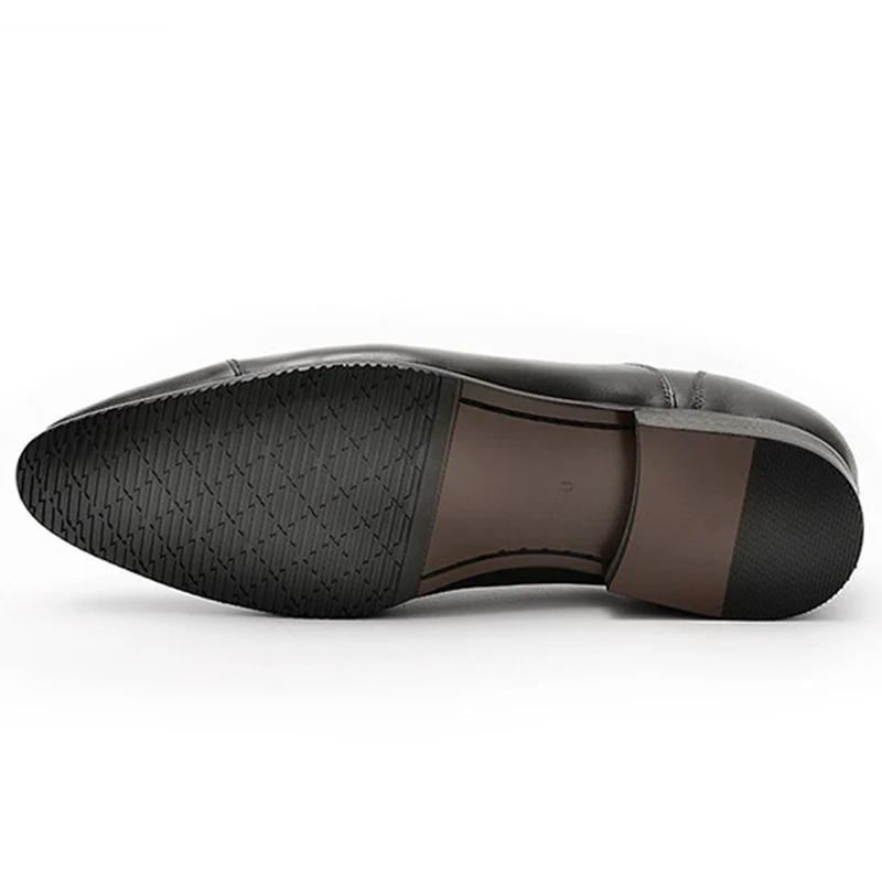 

Spring Autumn Genuine Leather Man Formal Dress Shoes Pointed Toe Laces Men's Office Flats Cap Toe Wedding Party Oxfords HS107