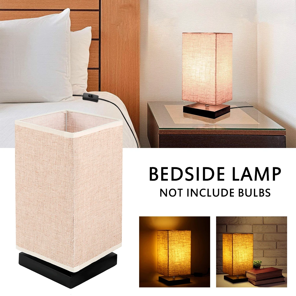Светодиодный настольный светильник льняная лампа из цельного дерева для спальни