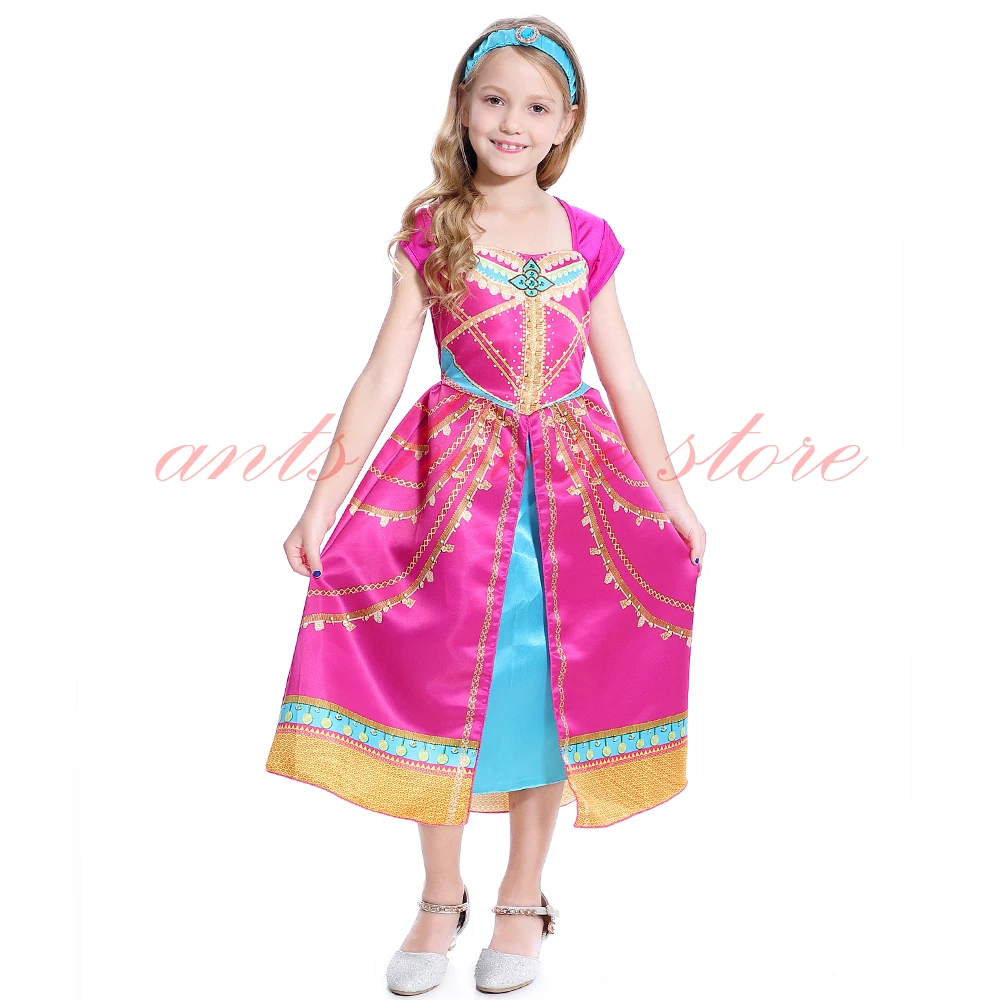 Aladdin Costume Jasmine Dress Pink Fuchsia Outfit For Kids | Тематическая одежда и униформа