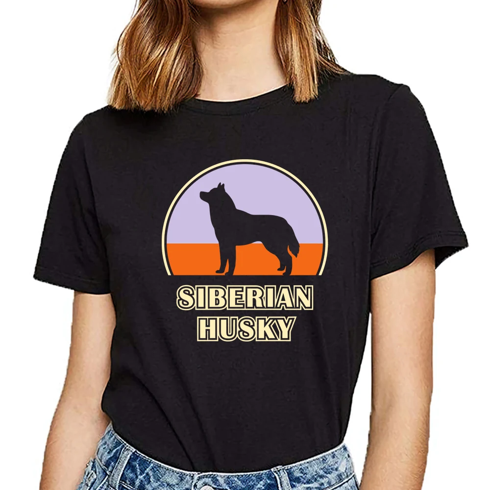 Топы футболки для женщин сибирская хаски винтажная толстовка с изображением
