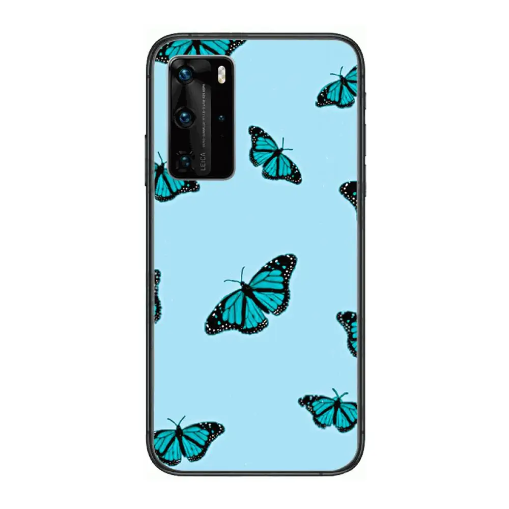 

Sky & Butterfly Pattern Phone Case For Huawei P 40 30 20 10 9 8 Lite E Pro Plus Black Etui Coque Painting Hoesjes comic fashion