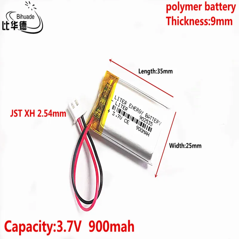

3.7V 900MAH 902535 JST XH 2.54mm Lithium Polymer LiPo Rechargeable Battery For Mp3 headphone PAD DVD bluetooth camera