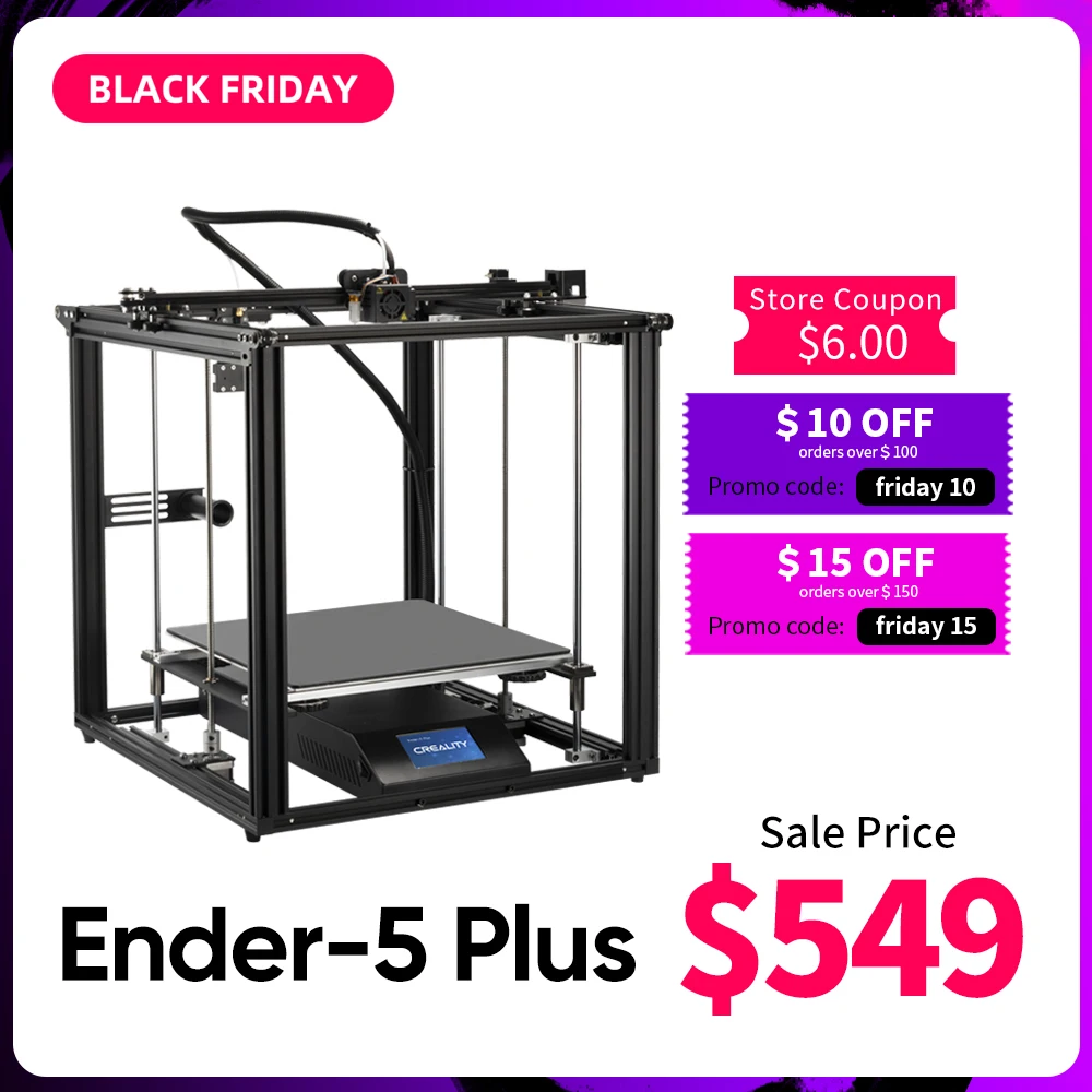 Ender-5 Plus 3D Принтер Высокоточный большой размер 350*350*400 принтер 3D Автоматическое выравнивание, двойная ось Z отключение питания восстановление Creality 3D