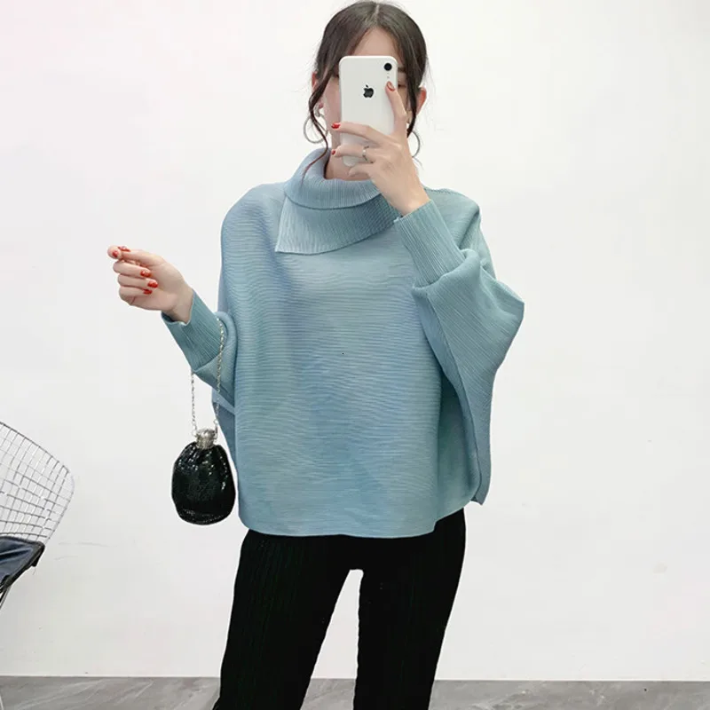 LANMREM New Scarf Collar Batwing Sleeves Pullover Twice Pleated Thickness Loose Autumn And Winter Sweatshirt WJ74304