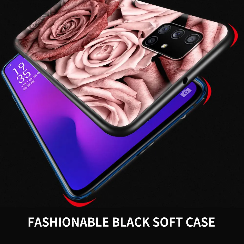 phone case for samsung galaxy a51 a71 a21s m31 m30s a31 a41 a11 a01 m51 black soft mobile cover sac hot flower leaf free global shipping