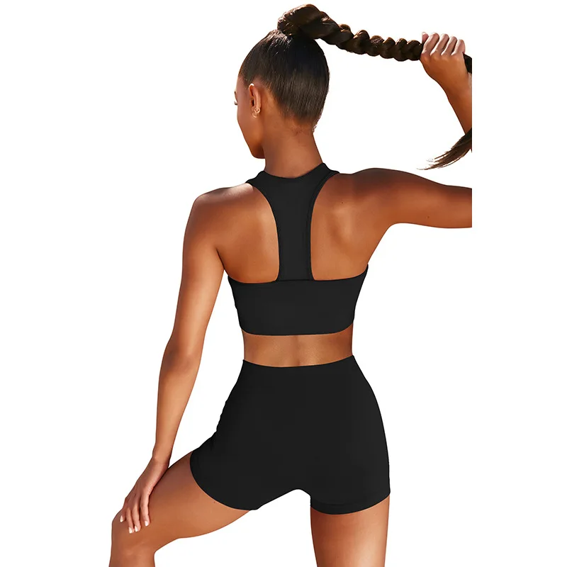 

ANJAMANOR Active Wear Tracksuit Women 2 Piece Set Crop Top and Shorts Sexy Sweatsuits for Women Sports Matching Sets D53-BA30