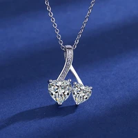 exquisite double heart shaped zircon pendant necklace elegant womens necklace collarbone chain anniversary gift for girlfriend