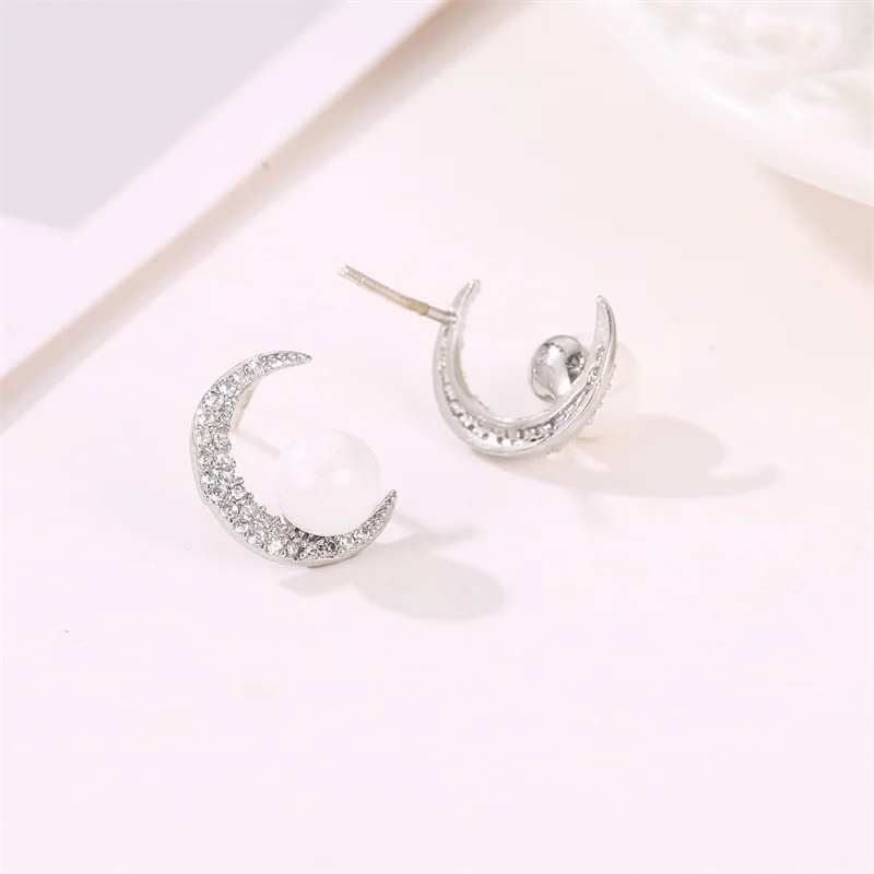 Посеребренные стразы с лунным цирконием Звездные блестящие серебряные иглы