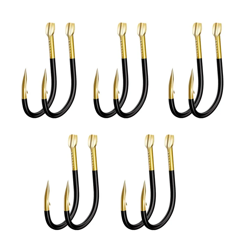 

10pcs/Lot Carp Fishing Hooks Barbed Colored Tungsten Alloy Cool Black Gold Tip Double Groove Slot Isen Fish Hook Snake Belly